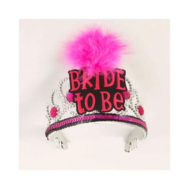 Bride to Be Tiara-blk/pink - Image 1