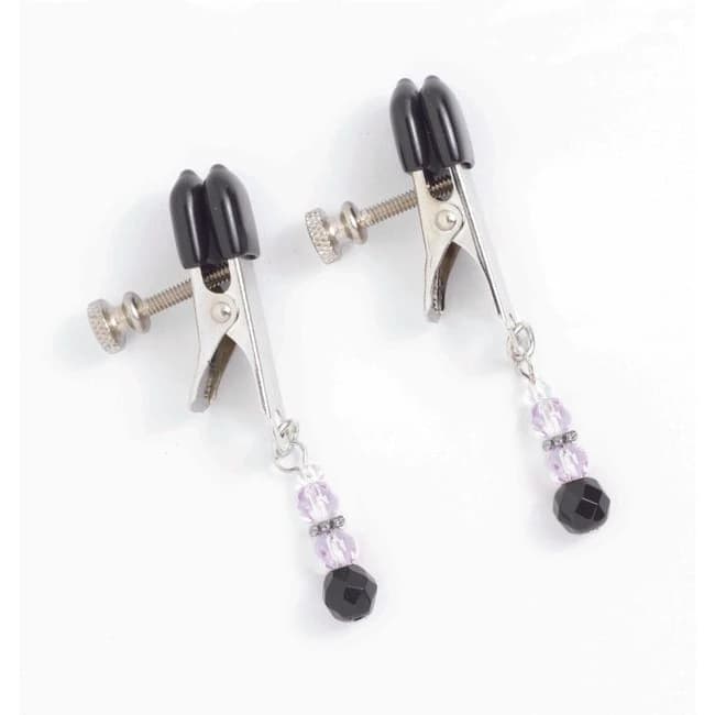 Broad Tip Clamp W/purple Beads - Image 1