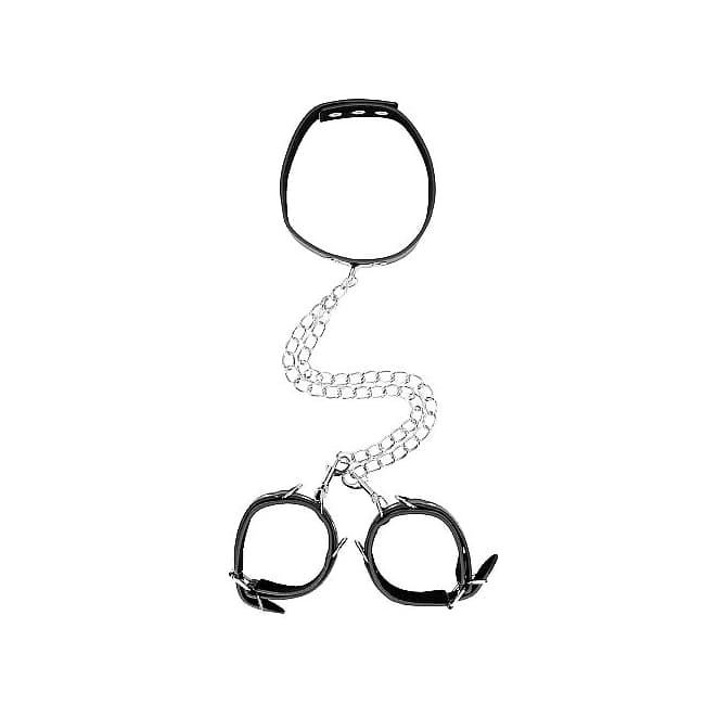 B&w Collar W/ Handcuffs Straps & Chain - Image 5
