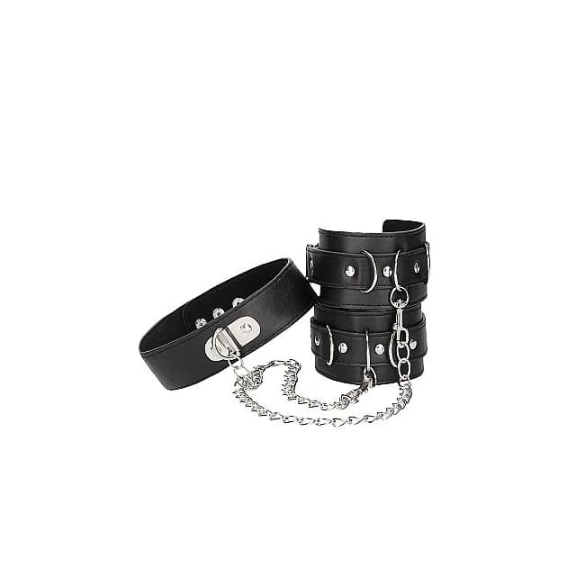 B&w Collar W/ Handcuffs Straps & Chain - Image 8