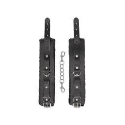B&w Hand Cuffs W/ Straps Bonded Leather, image 6