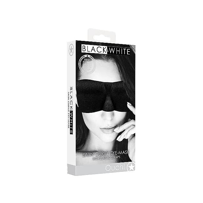 B&w Satin Curvy Eye Mask W/ Elastic Straps - Image 2
