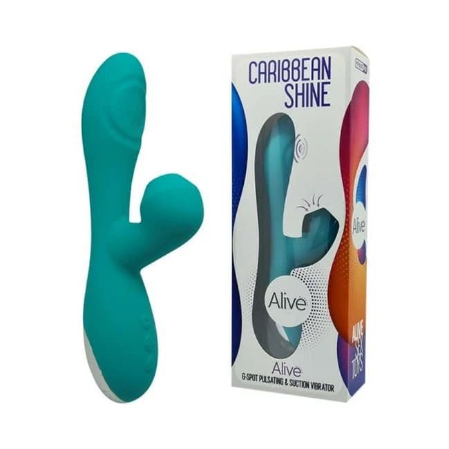Caribbean Shine Pulsing Dual Stimulator - Blue - Image 1