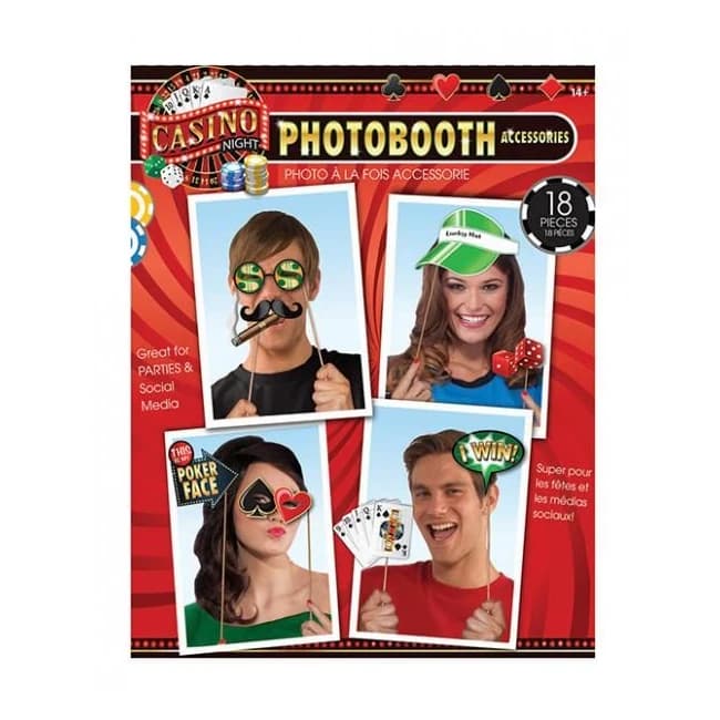 Casino Photo Booth Prop Kit 18 Pieces - Image 1