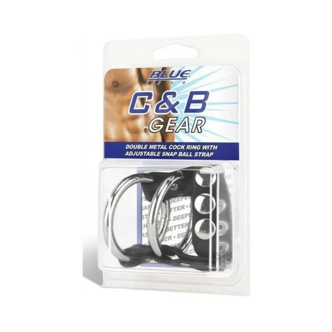 Cb Gear Double Metal Cock Ring W/strap - Image 1