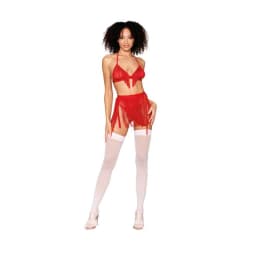 Chainette Fringe Bralette Set Ruby O/s - Image 3