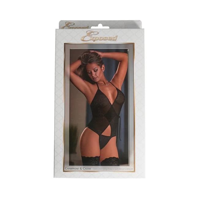 Champagne & Caviar Teddy & G-string Black 2xl - Image 1