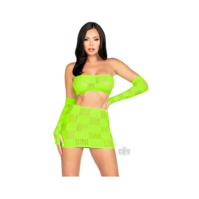 Checkerboard Bandeau Skirt Warmer Os Grn - Image 1