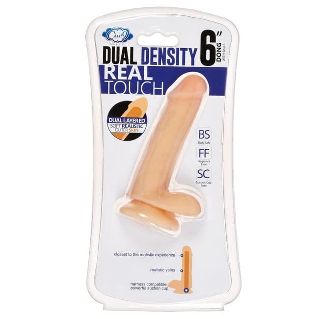 CLOUD 9 DUAL DENSITY DILDO 6IN W/ BALLS LIGHT  - Image 1