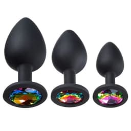 CLOUD 9 GEMS BLACK SILICONE ANAL PLUG KIT  - Image 1