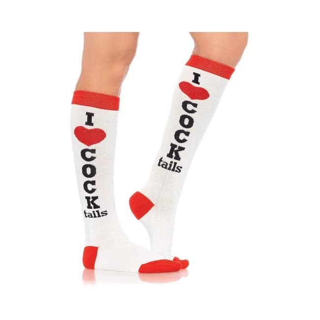 Cocktails Acrylic Knee Socks O/s White/red - Image 1
