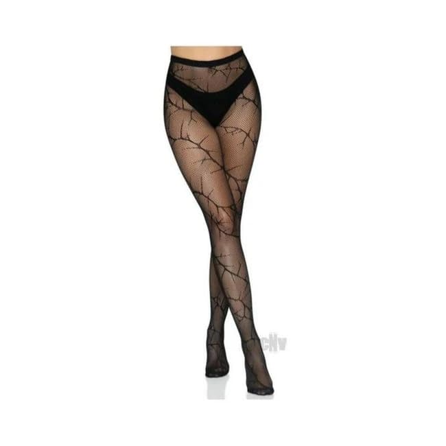 Cracked Fishnet Tights Os Black - Image 1