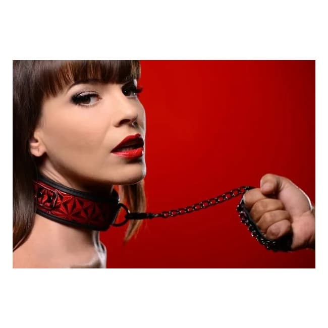 Crimson Tied Collar with Leash Red Black - Image 1