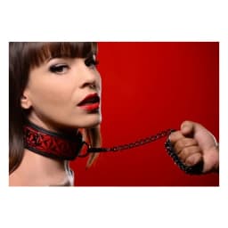 Crimson Tied Collar with Leash Red Black, image 1