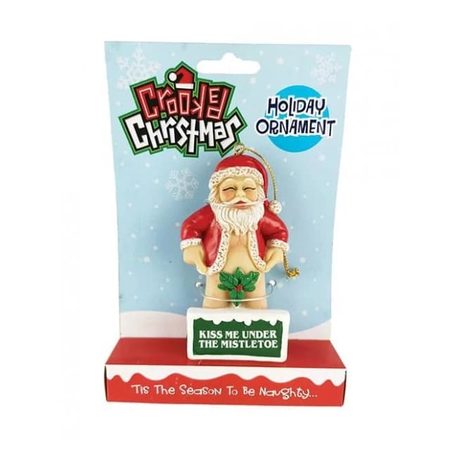 Crooked Christmas Kiss Me Mistletoe Ornament - Image 1