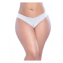 Crotchless Thong with Pearls White 1x/2x, image 1
