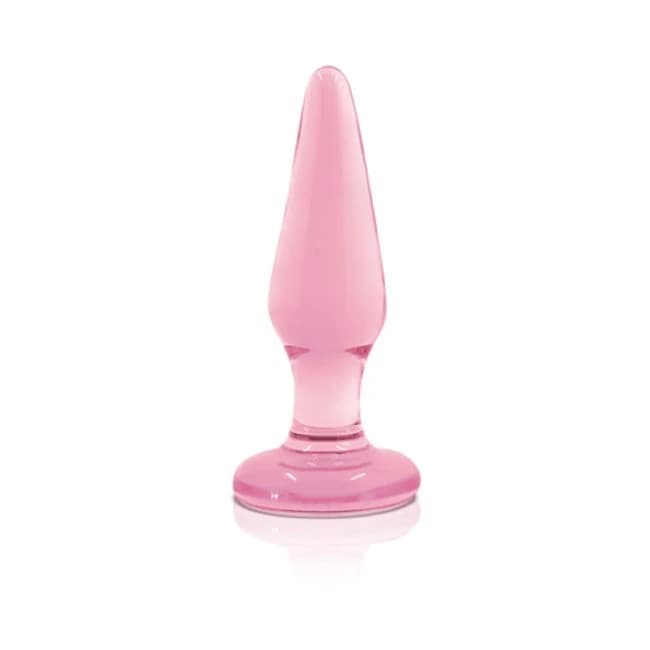 Crystal Glass Tapered Butt Plug Small Pink - Image 1