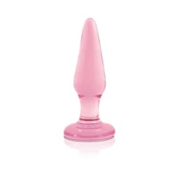 Crystal Glass Tapered Butt Plug Small Pink, image 1