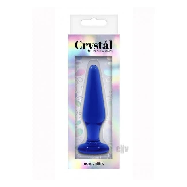 Crystal Glass Tapered Plug Med Blue - Image 1
