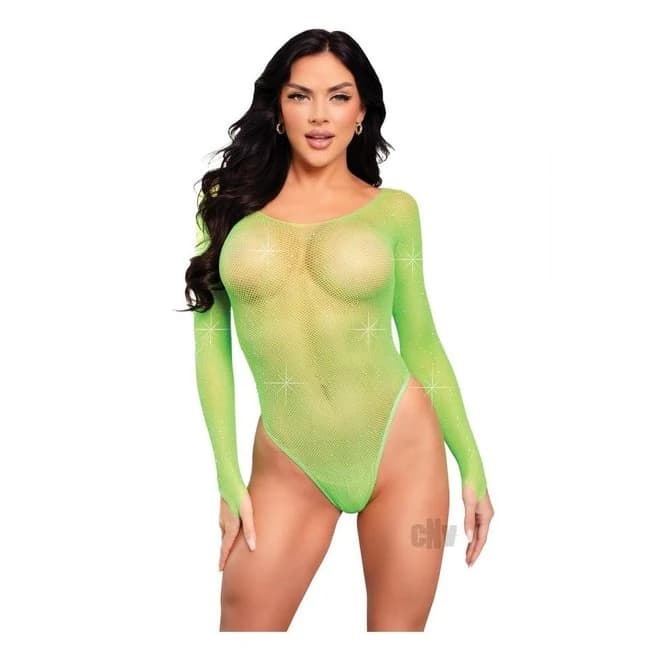 Crystal Long Sle Thong Suit Snap Os Grn - Image 1
