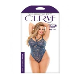 Curve Adriana Caged Lace Teddy Blue 3x/4x, image 3
