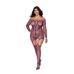 Scalloped Lace Garter Dres Aubergine Q/S, image 2