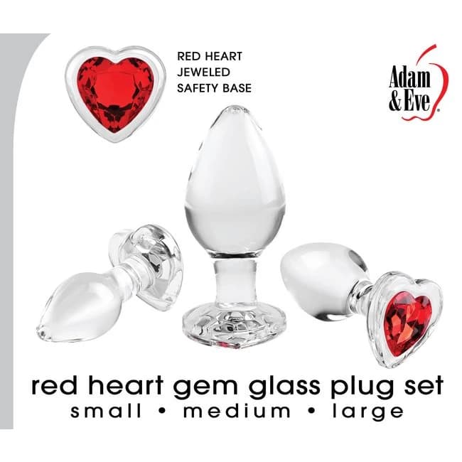 (d)adam & Eve Red Heart Gem Gl Plug Set - Image 3