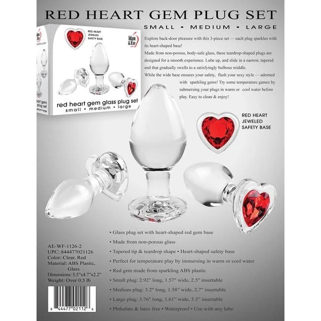 (d)adam & Eve Red Heart Gem Gl Plug Set - Image 4