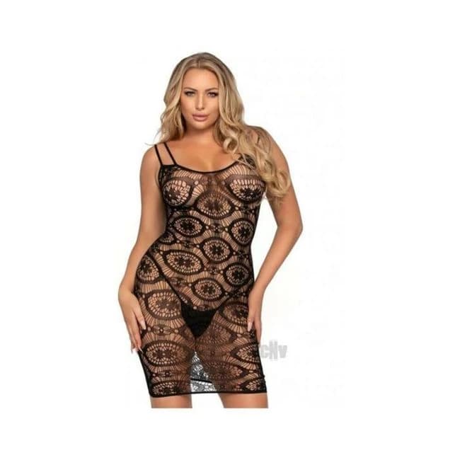 Daisy Crochet Mini Dress Os Black - Image 1