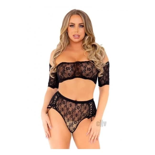 Daisy Top Lace High Waist 2pc M/l Black - Image 1