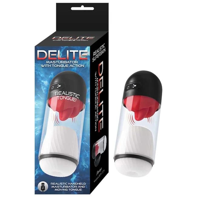 Delite Masturbator with Tongue Action White - Image 1
