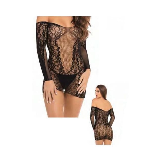 Demure Long Sleeve Mini Dress Black M/l - Image 1