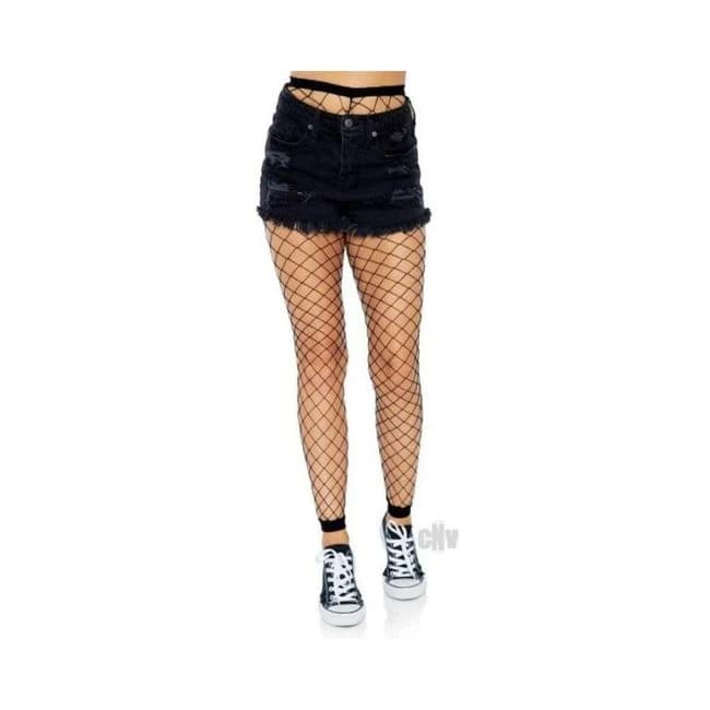Diamond Net Footless Tights Os Blk - Image 1