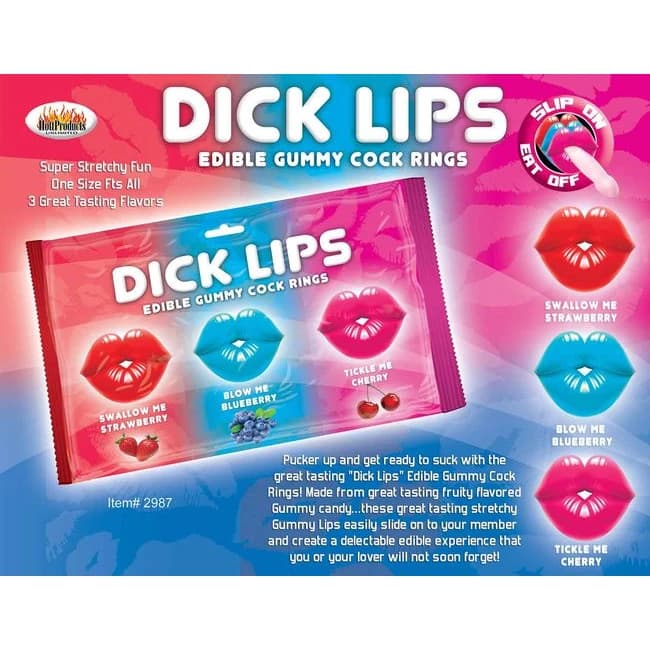 Dick Lips Gummy Cock Ring 3pk - Image 1