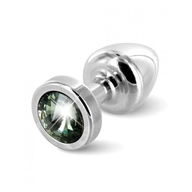 Diogol Anni Round Silver T1 Butt Plug Black - Image 1