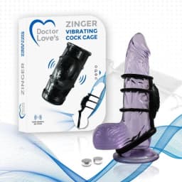 DOCTOR LOVE ZINGER VIBRATING COCK CAGE BLACK  - Image 1