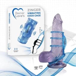 DOCTOR LOVE ZINGER VIBRATING COCK CAGE BLUE  - Image 1