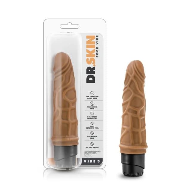 Dr Skin Cock Vibe #3 7.25 Mocha " - Image 1