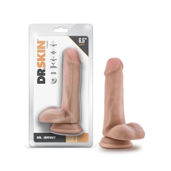DR. SKIN DR. JEFFREY 6.5IN DILDO W/ BALLS BEIGE  - Image 1
