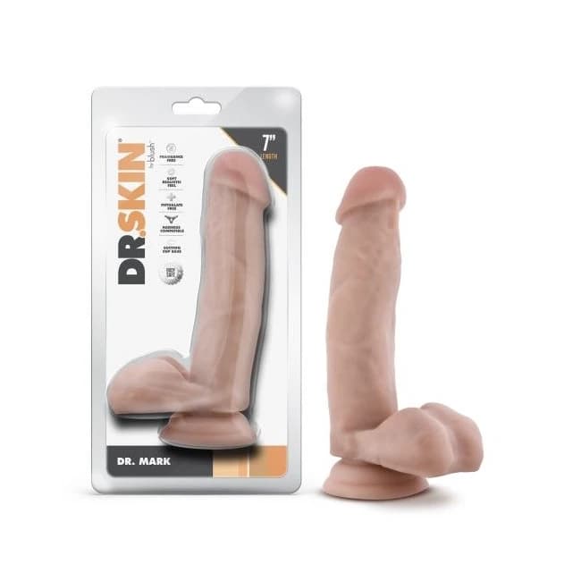 DR. SKIN DR. MARK 7IN DILDO W/ BALLS BEIGE  - Image 1