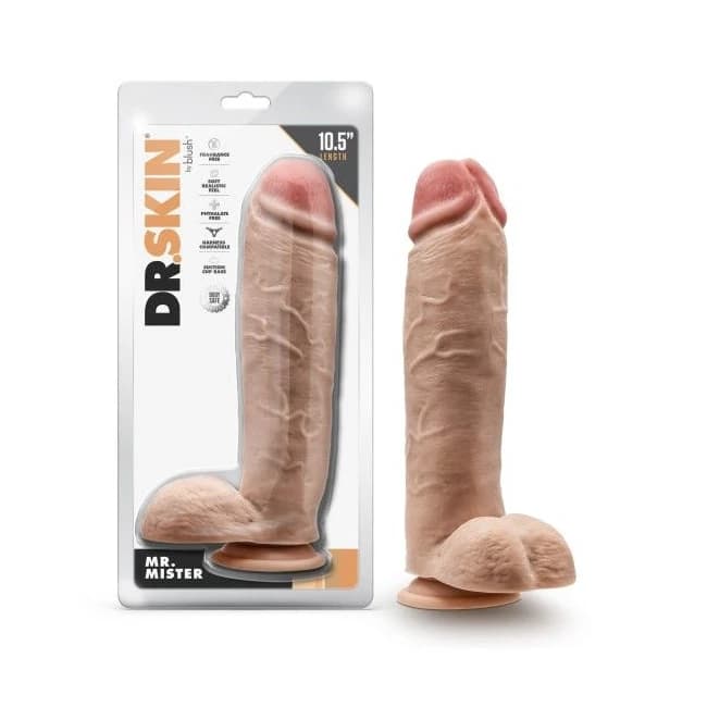 Dr. Skin Dr. Mister 10.5in Dildo W/ Balls Beige - Image 1
