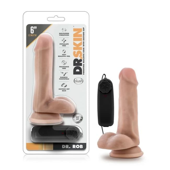 Dr Skin Dr. Rob 6in Cock Vanilla Vibrating - Image 1