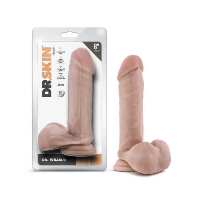 DR. SKIN DR. WILLIAM 8IN DILDO W/ BALLS BEIGE  - Image 1