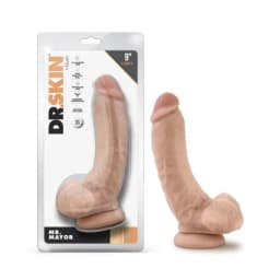 Dr. Skin Mr. Mayor 9in Dildo W/ Balls Beige, image 1