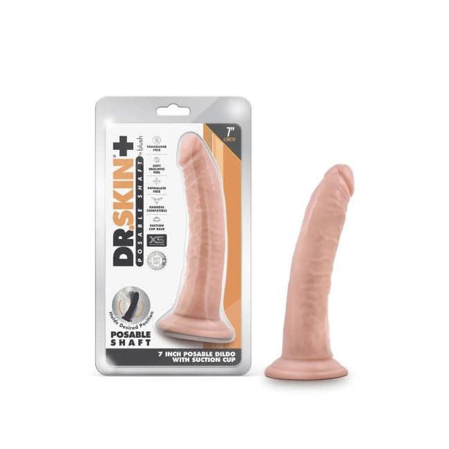 DR SKIN PLUS 7IN POSEABLE DILDO VANILLA  - Image 1