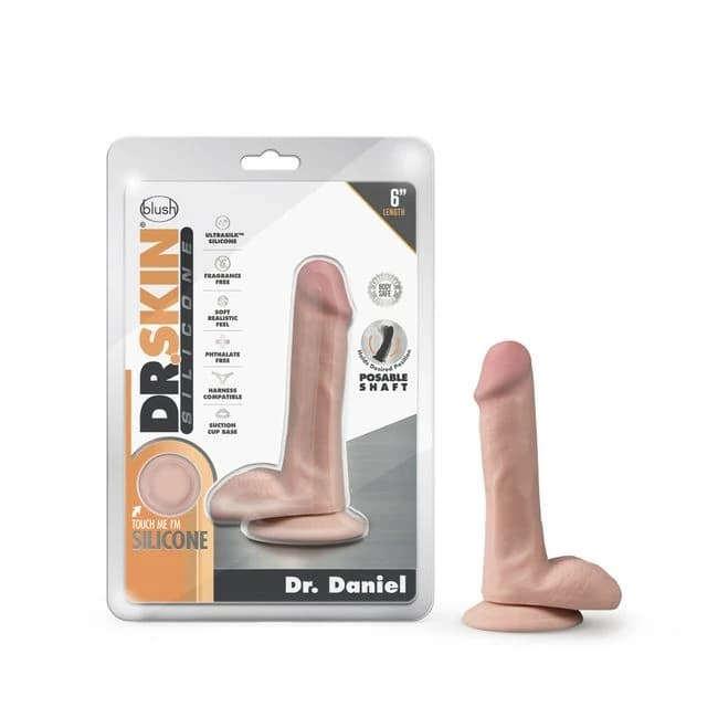 DR SKIN SILICONE DR DANIEL 6IN DILDO VANILLA  - Image 1