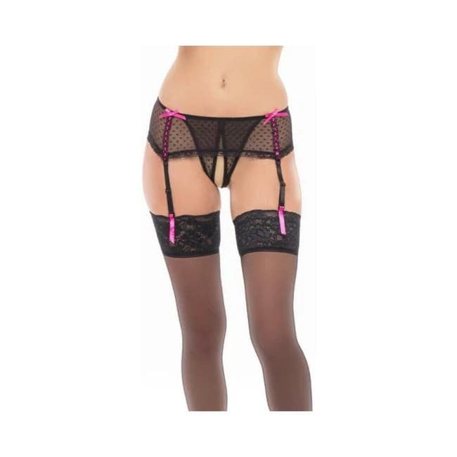 Dream of Me Crotchless Garter Thong Black M/l - Image 1