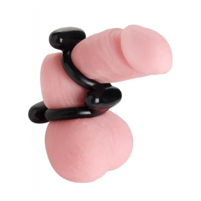 Dual Stretch to Fit Cock and Ball Ring Black - Image 1