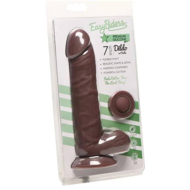 Easy Riders 7in Dildo W/ Balls Silicone Dark - Image 1