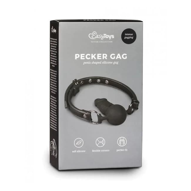 Easy Toys Ball Gag W/silicone Dong - Black - Image 1